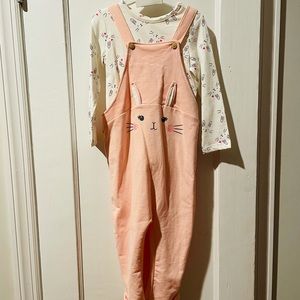 Girls’ Bunny Overalls (2piece) in Pale Pink